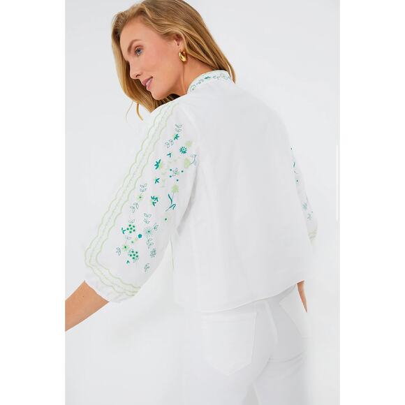 TUCKERNUCK Hyacinth House Green Embroidery Erin Blouse NWT Size XS - Picture 4 of 13